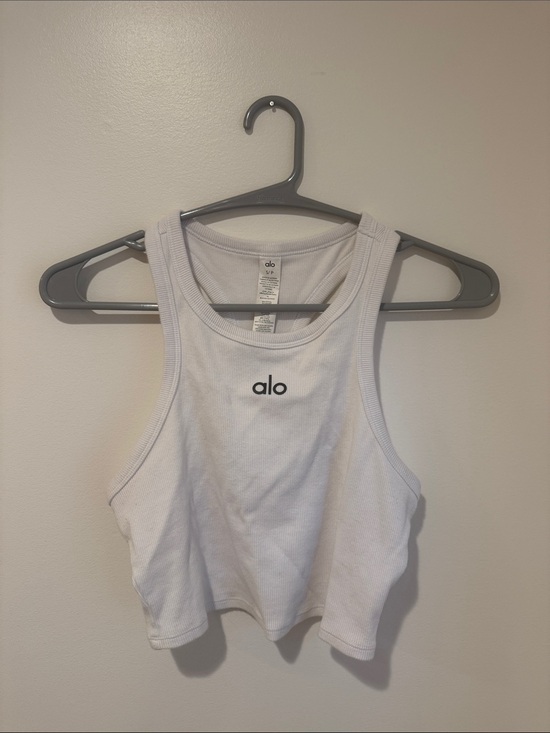 ALO Yoga Tops - ALO Yoga White Ribbed Racerback Crop Tank